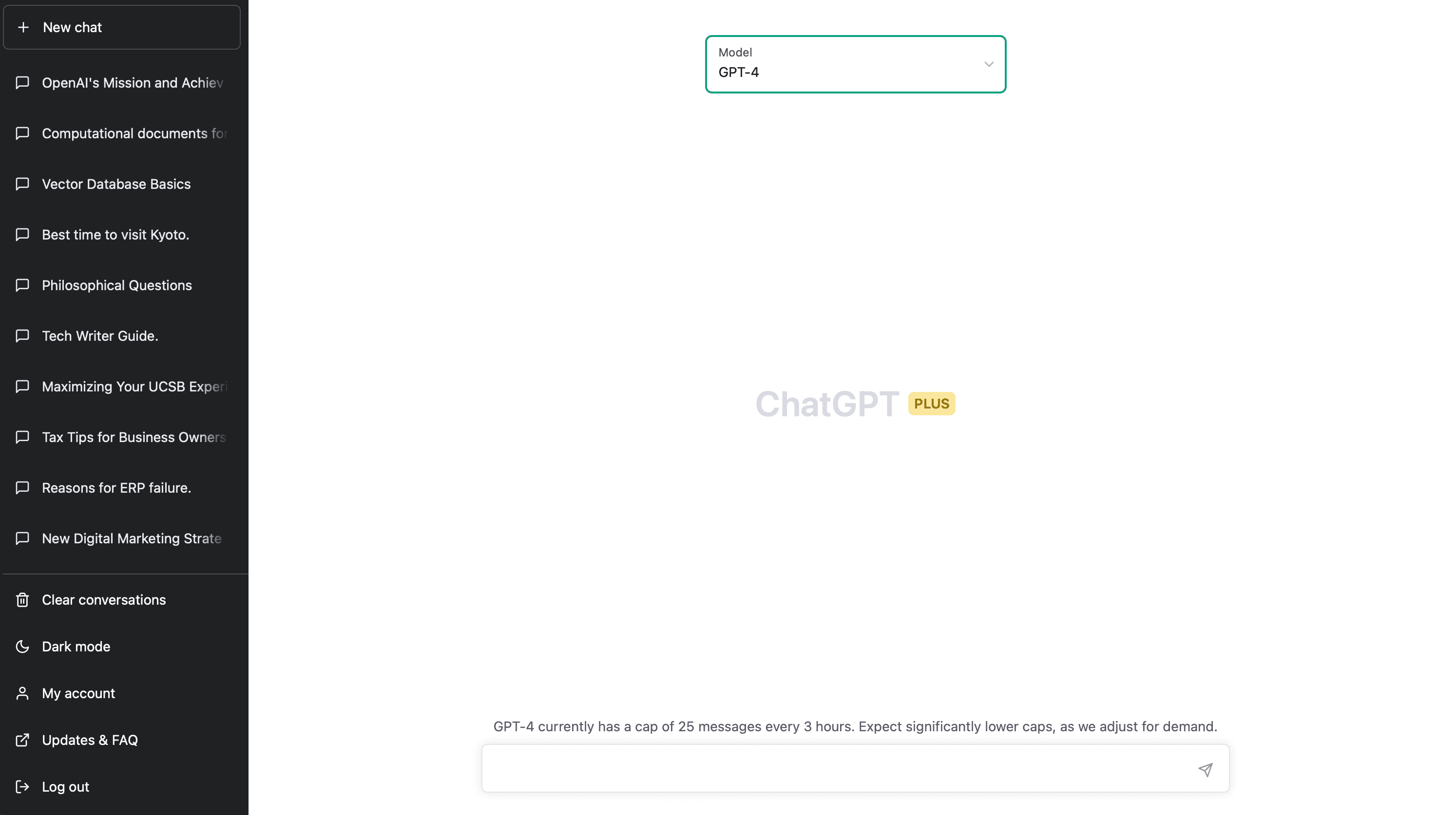 OpenAI ChatGPT Plus Home Page